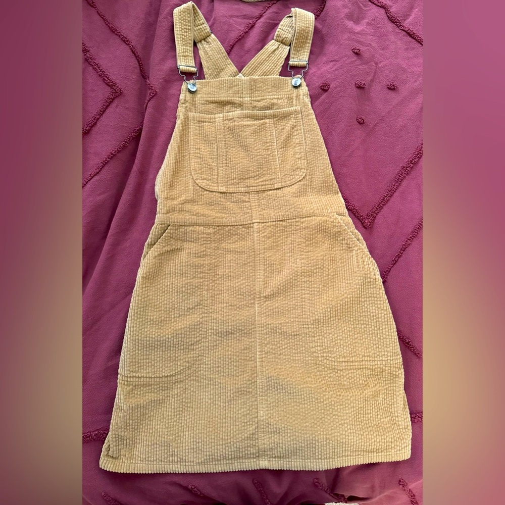 Tan Corduroy Overall Dress ￼